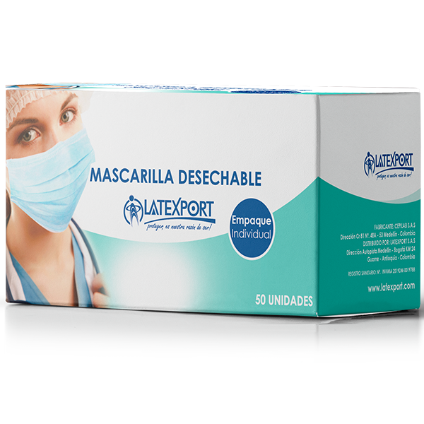 Mascarilla Desechable 3 capas / Empaque Individual